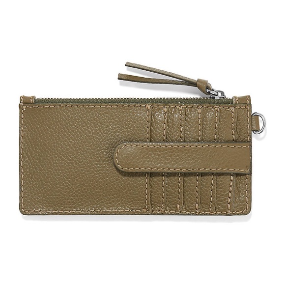 NWT Brighton Pebbled Leather Pretty Tough Card Pouch Wallet Wristlet Olive - Picture 2 of 3